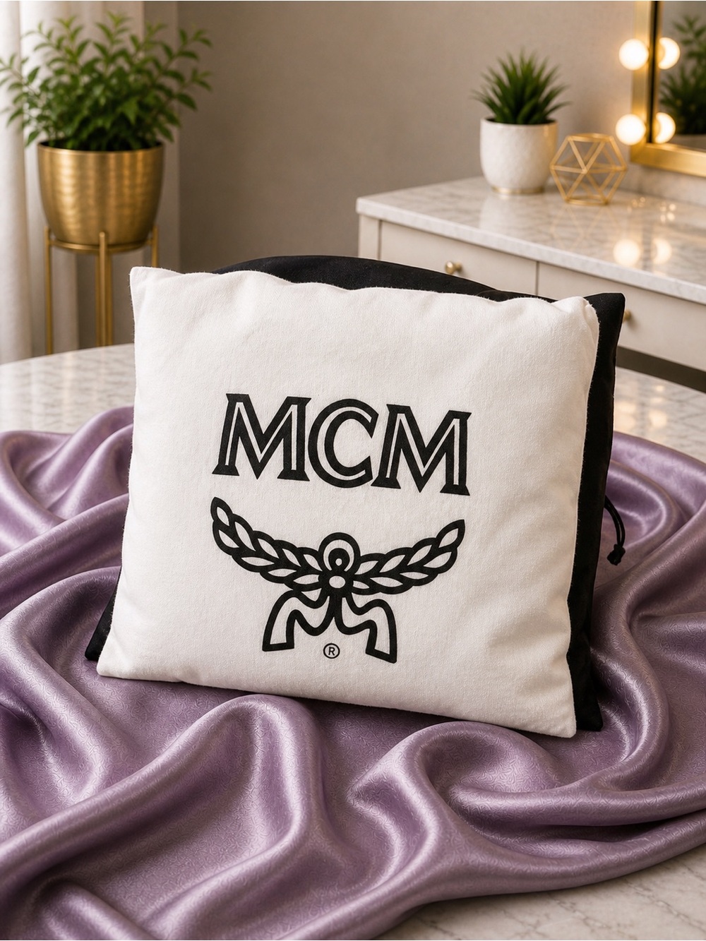 MCM White and Black Large Dustbag